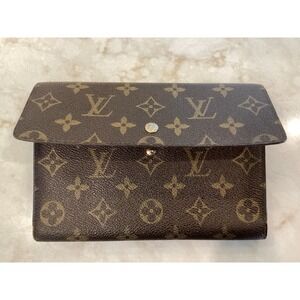 Louis Vuitton Monogram Wallet Snap Closure Card Holder Brown